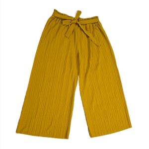 Mustard Yellow Pleated Wide-Leg Pants